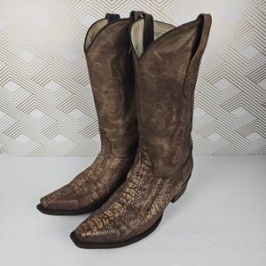 LOS ALTOS Mens 8.5D Sanded Brown Genuine Ostrich Snip Toe Leg COWBOY BOOT 940535